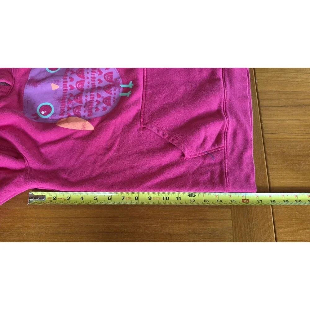 Cat & Jack Girl's Pink Owl Hooded Sweatshirt Size XL (14/16) READ Description